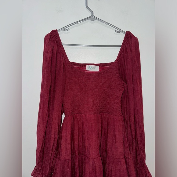 Pre-Owned LG Lizzie’s Boutique Maroon Long Sleeve Dress - Picture 2 of 9